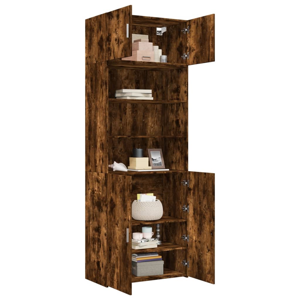 skab 80x42,5x225 cm konstrueret træ røget egetræsfarve