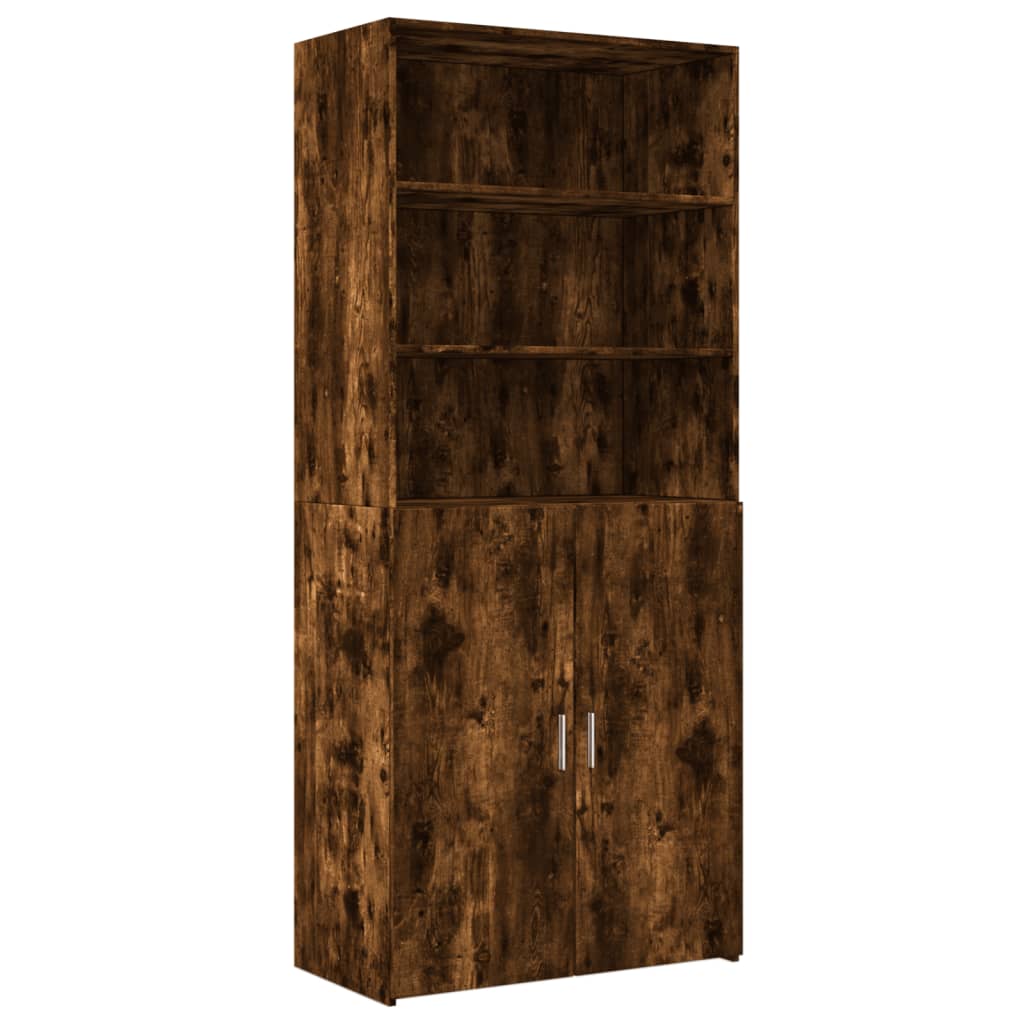 skab 80x42,5x185 cm konstrueret træ røget egetræsfarve