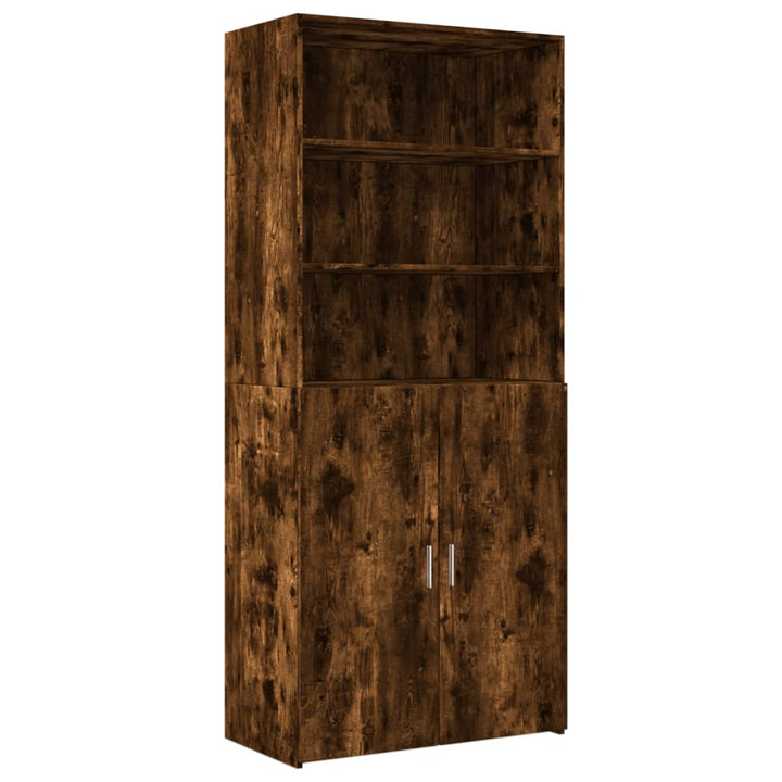 skab 80x42,5x185 cm konstrueret træ røget egetræsfarve