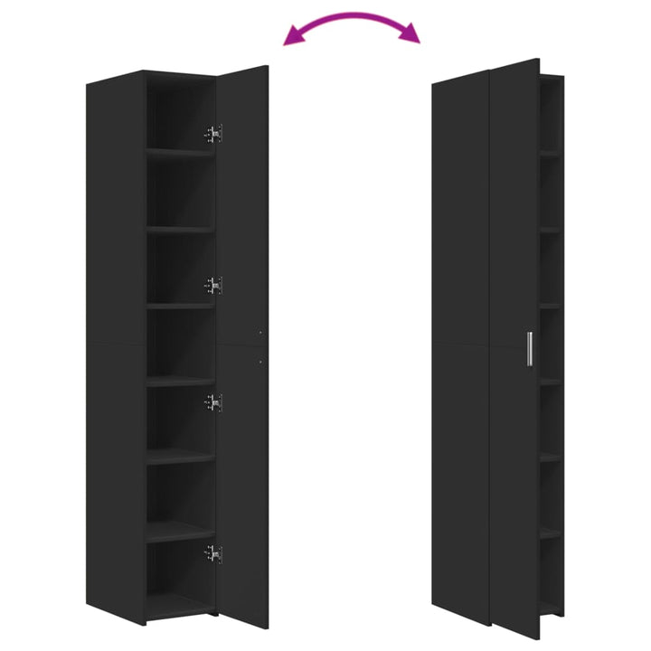 reol 30x42,5x185 cm konstrueret træ sort