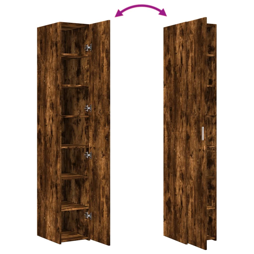 reol 30x42,5x185 cm konstrueret træ røget egetræsfarve