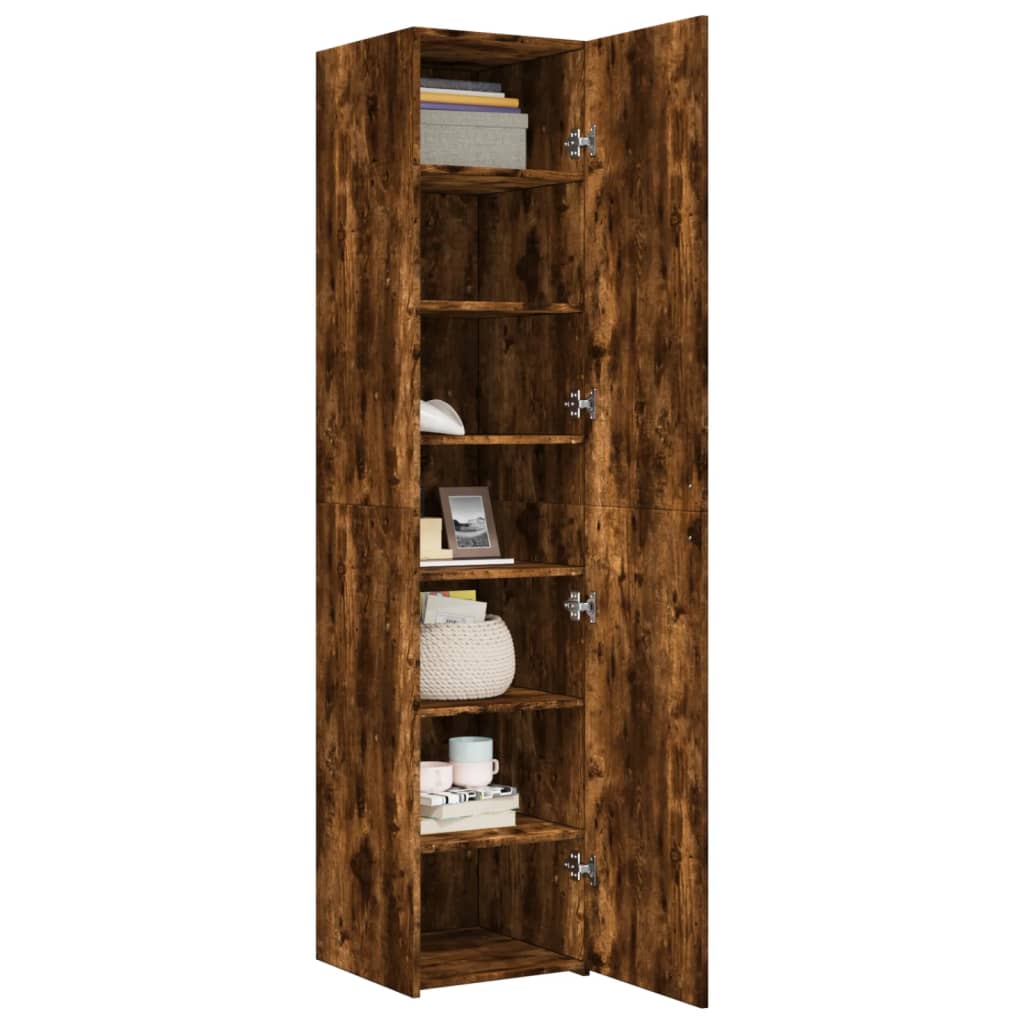 højskab 40x42,5x185 cm konstrueret træ røget egetræsfarve