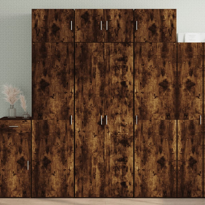 skab 70x42,5x185 cm konstrueret træ røget egetræsfarve