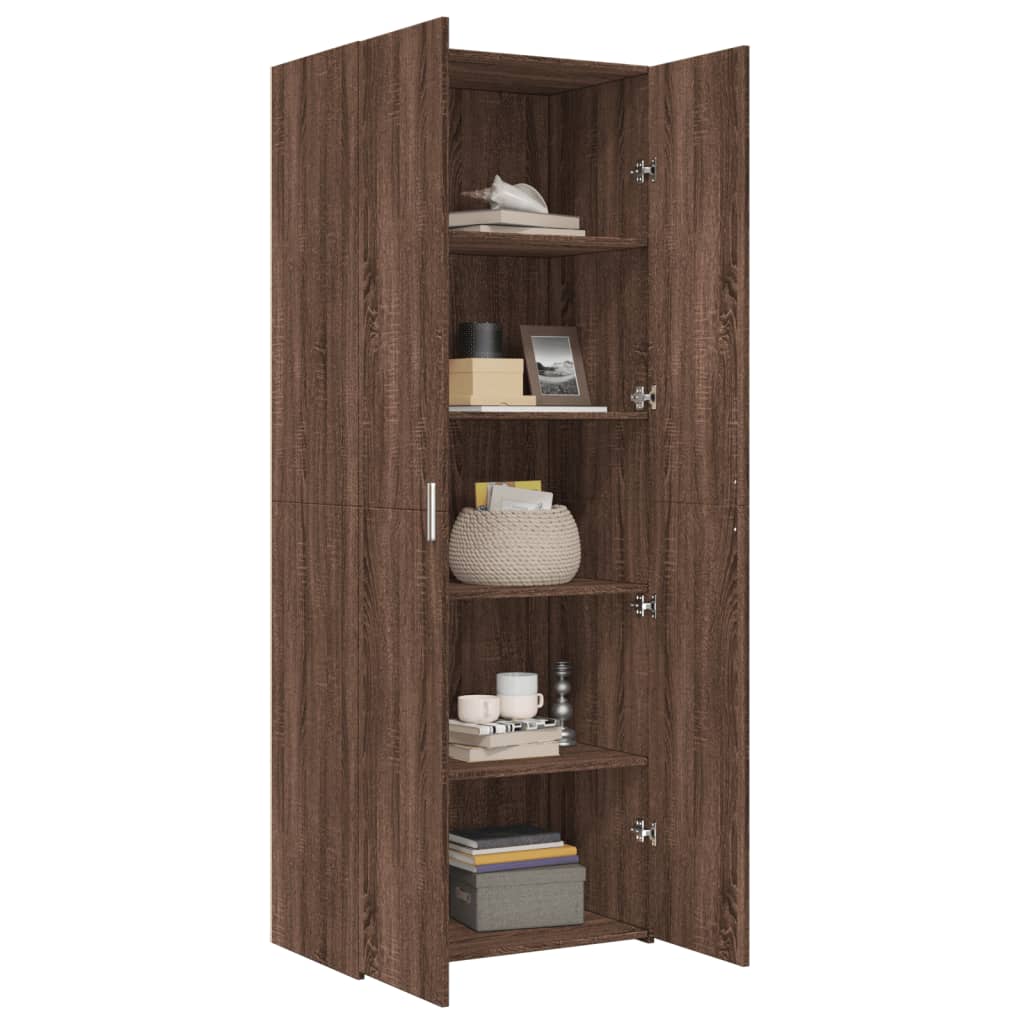 skab 70x42,5x185 cm konstrueret træ brun egetræsfarve