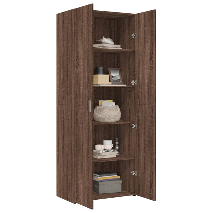 skab 70x42,5x185 cm konstrueret træ brun egetræsfarve