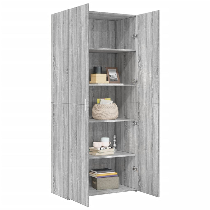 skab 80x42,5x185 cm konstrueret træ grå sonoma-eg