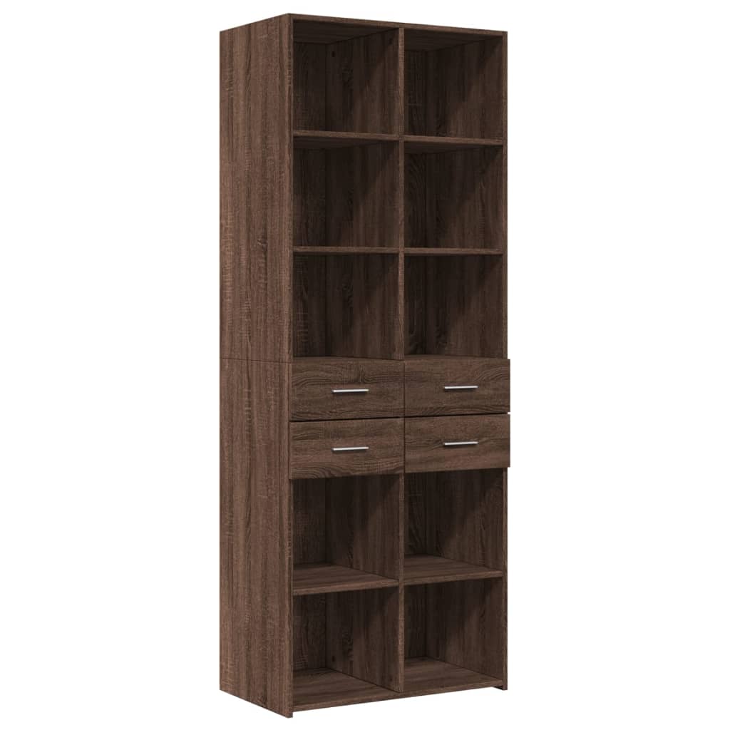 skab 70x42,5x185 cm konstrueret træ brun egetræsfarve