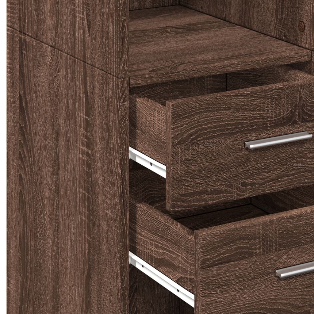 skab 70x42,5x185 cm konstrueret træ brun egetræsfarve