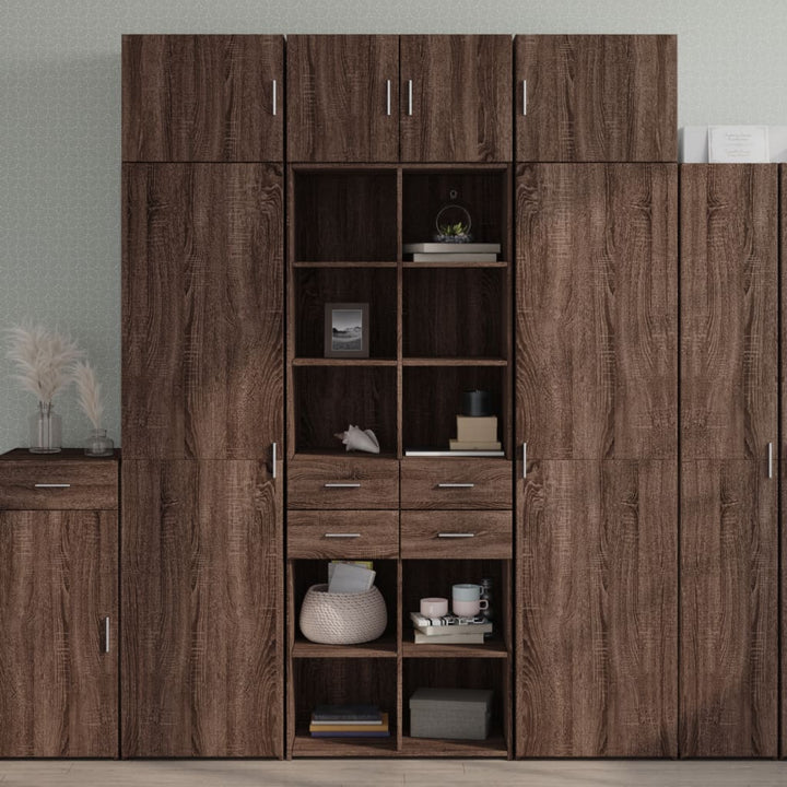 skab 70x42,5x185 cm konstrueret træ brun egetræsfarve