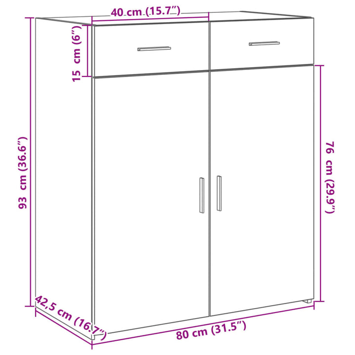 skænk 80x42,5x93 cm konstrueret træ sort