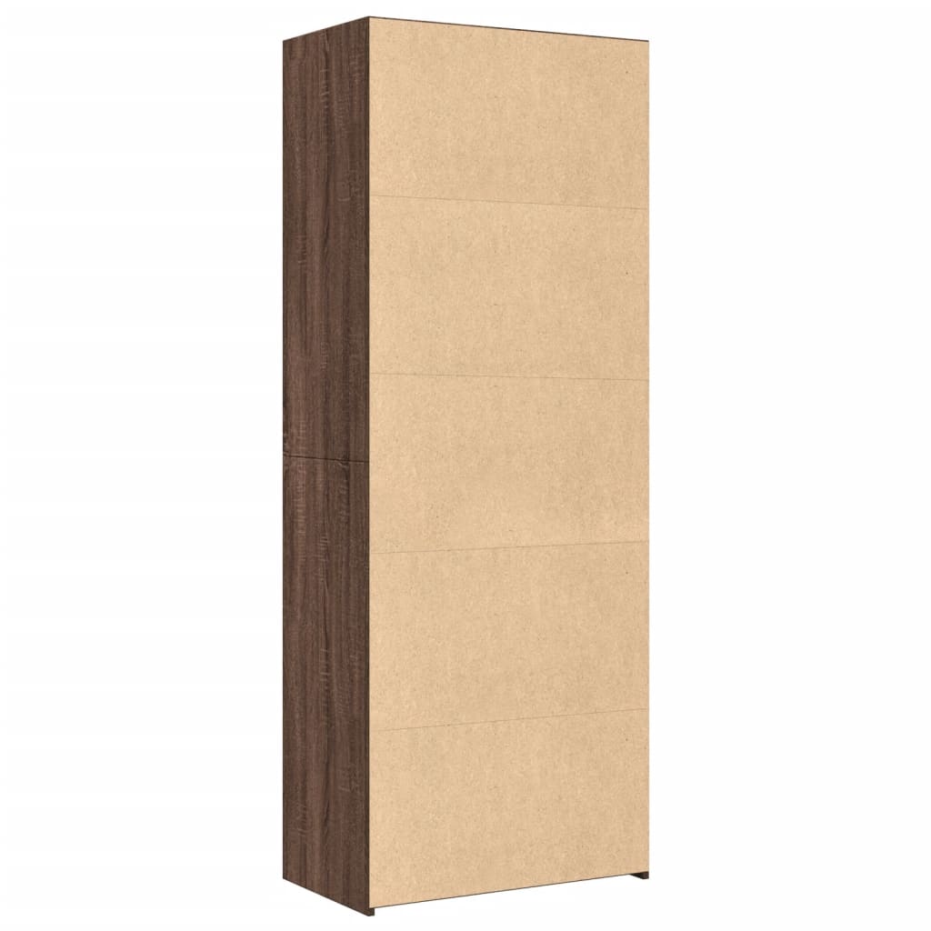 reol 70x41x185 cm konstrueret træ brun egetræsfarve