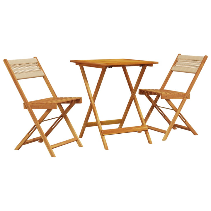 bistrosæt 3 dele polypropylen og massivt træ beige