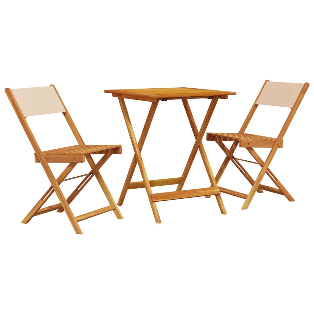 bistrosæt 3 dele stof og massivt træ beige