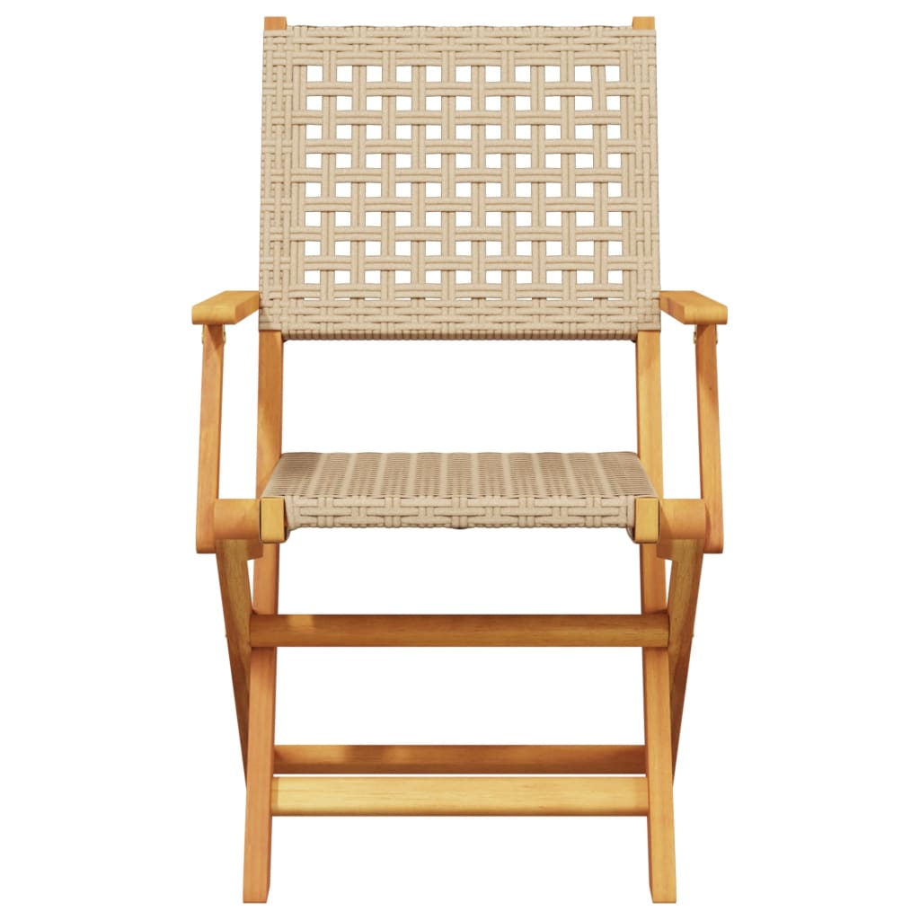 bistrosæt 3 dele polyrattan og massivt træ beige
