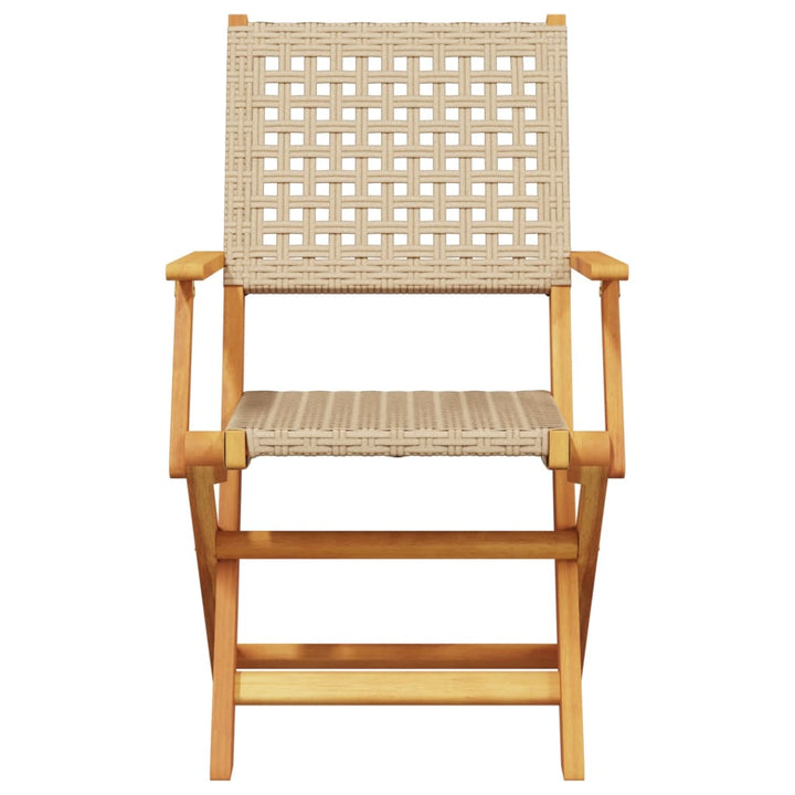 bistrosæt 3 dele polyrattan og massivt træ beige