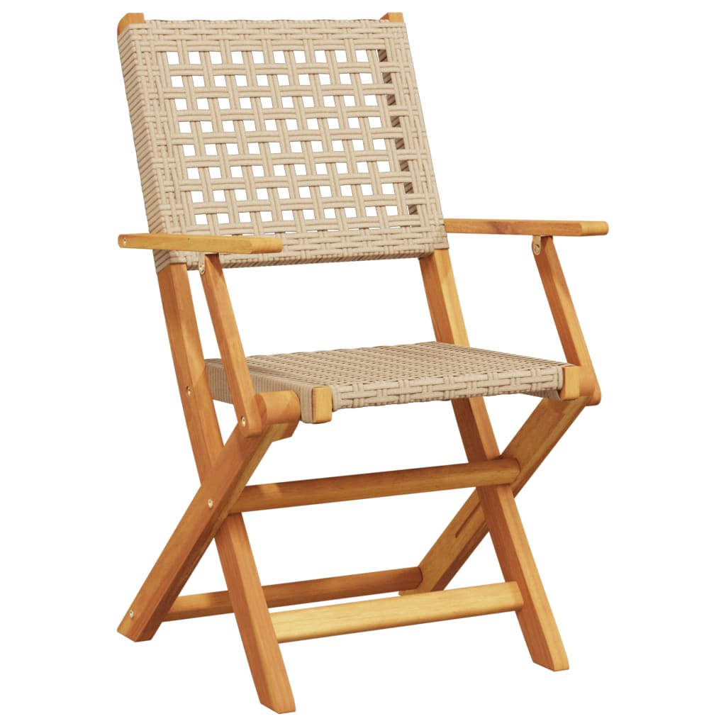 bistrosæt 3 dele polyrattan og massivt træ beige