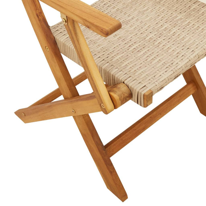 bistrosæt 3 dele polyrattan og massivt træ beige