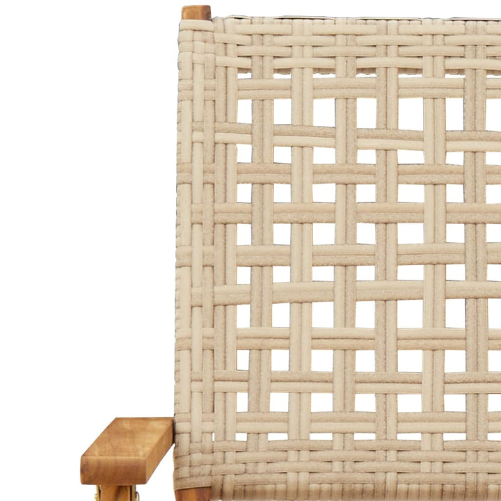 bistrosæt 3 dele polyrattan og massivt træ beige