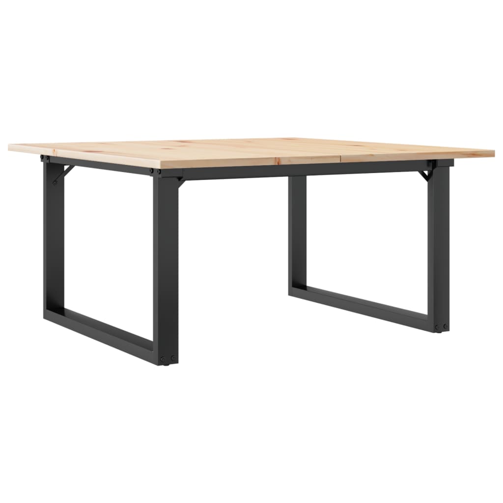 sofabord 90x90x45 cm O-stel massivt fyrretræ og stål