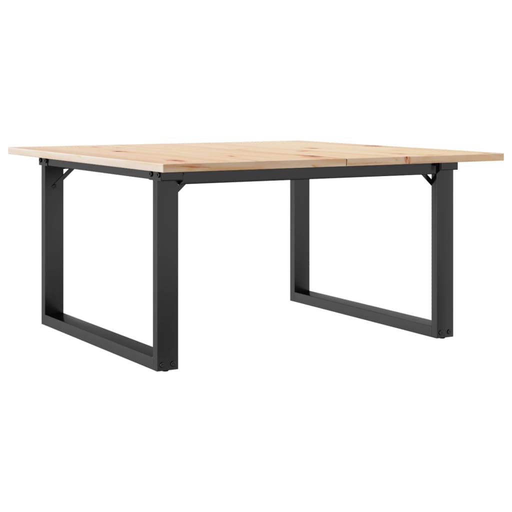 sofabord 90x90x45 cm O-stel massivt fyrretræ og stål