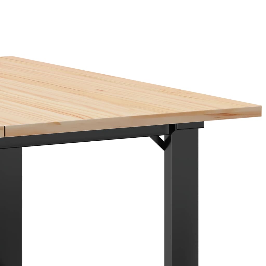 sofabord 90x90x45 cm O-stel massivt fyrretræ og stål