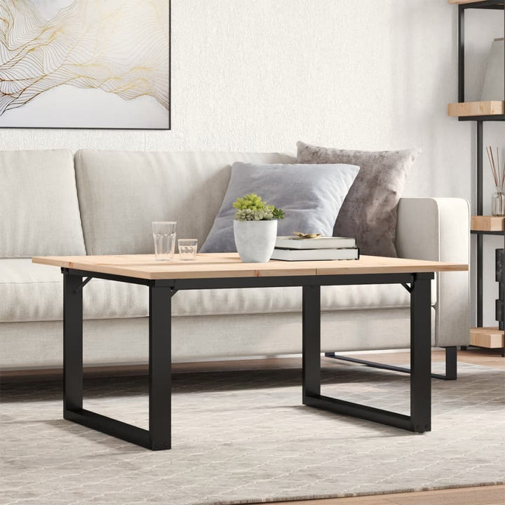 sofabord 90x90x45 cm O-stel massivt fyrretræ og stål