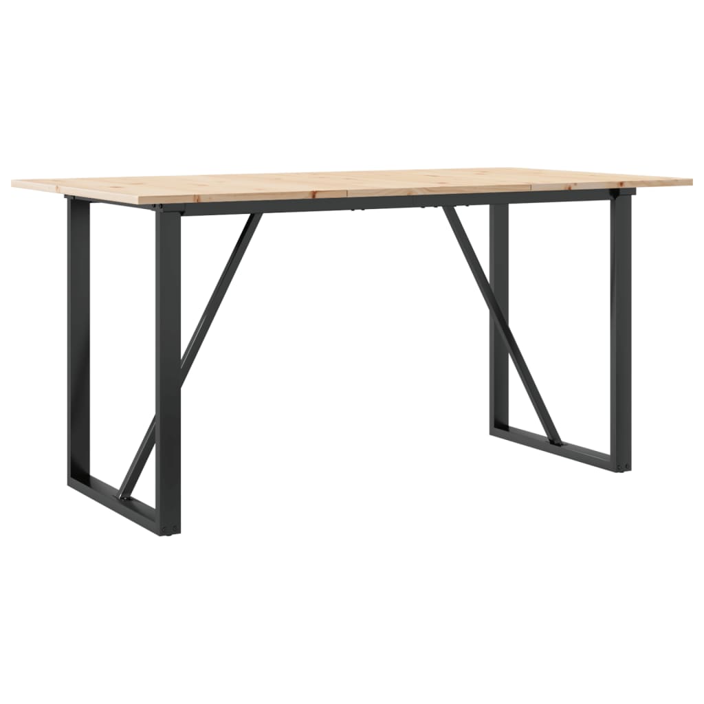 spisebord 140x80x75 cm O-stel massivt fyrretræ og stål