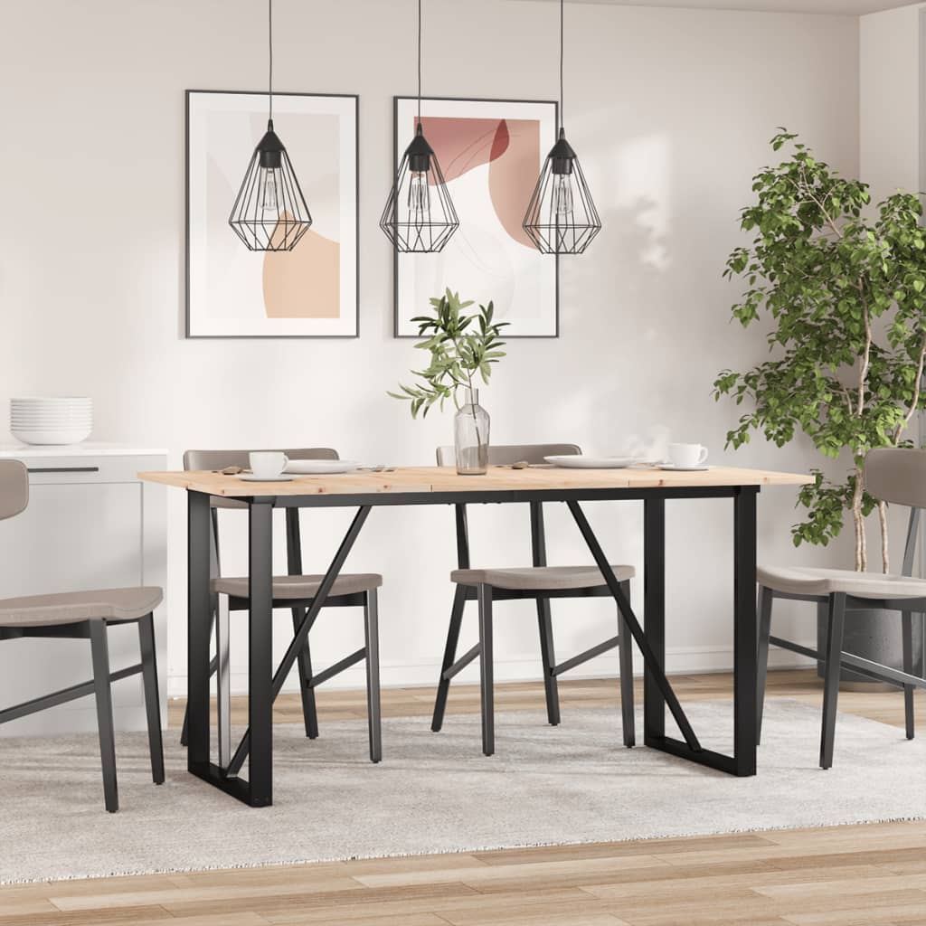 spisebord 140x80x75 cm O-stel massivt fyrretræ og stål
