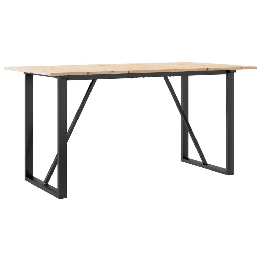 spisebord 140x80x75 cm O-stel massivt fyrretræ og stål