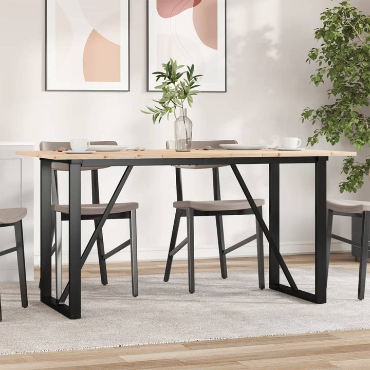 spisebord 140x80x75 cm O-stel massivt fyrretræ og stål