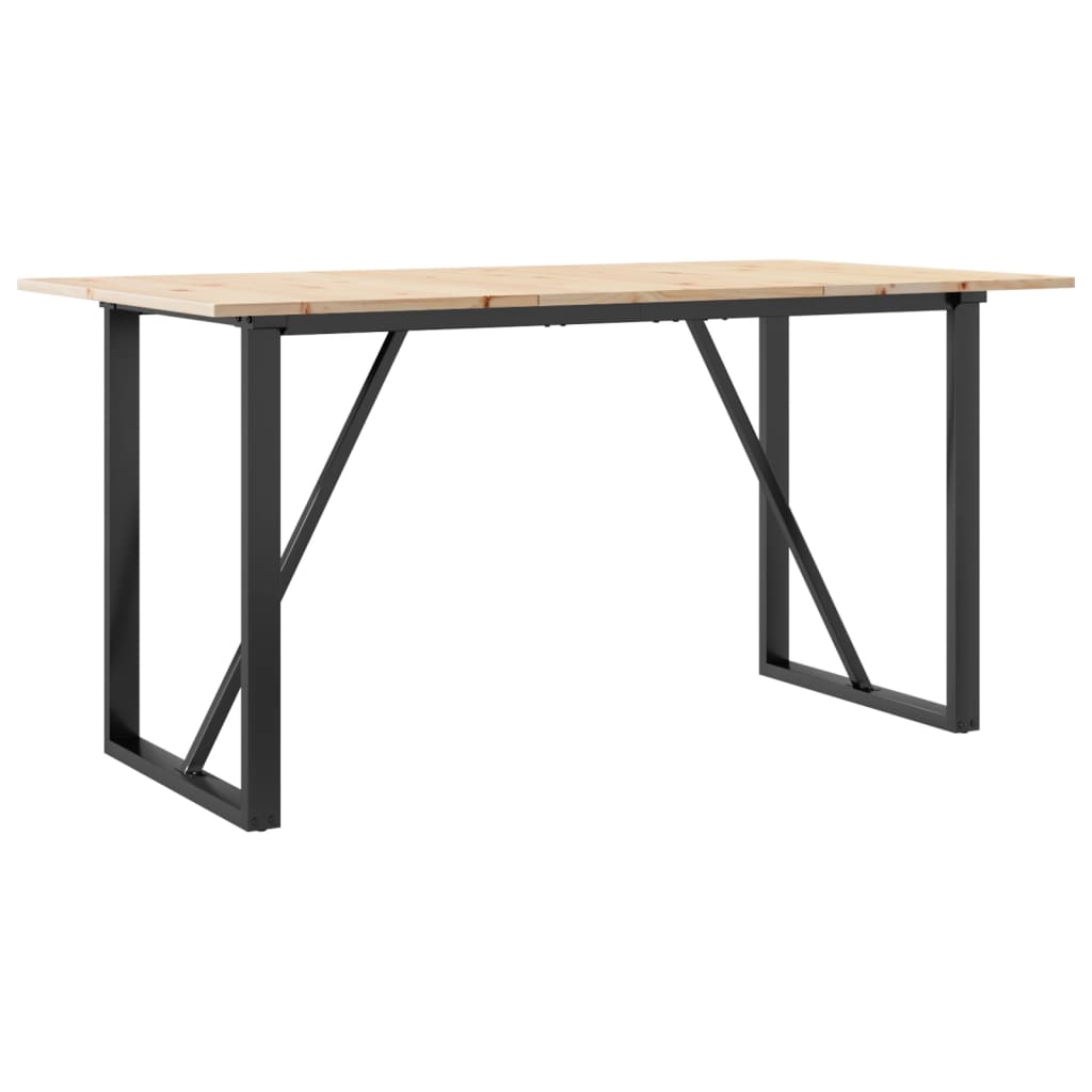spisebord 160x80x75 cm O-stel massivt fyrretræ og stål