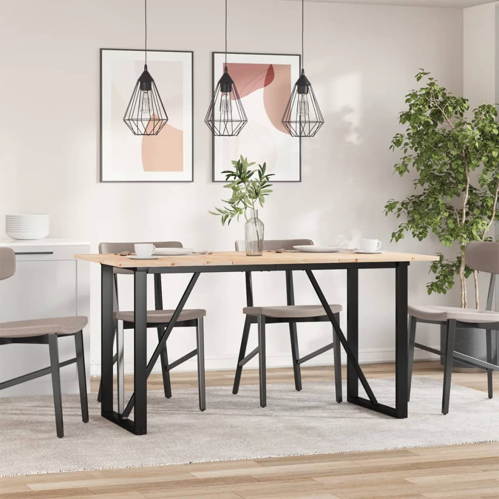 spisebord 160x80x75 cm O-stel massivt fyrretræ og stål
