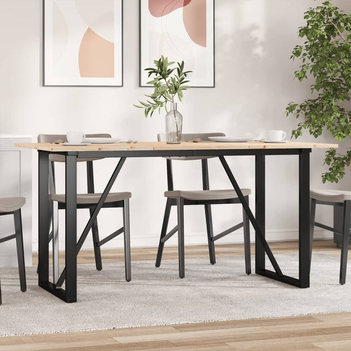 spisebord 160x80x75 cm O-stel massivt fyrretræ og stål
