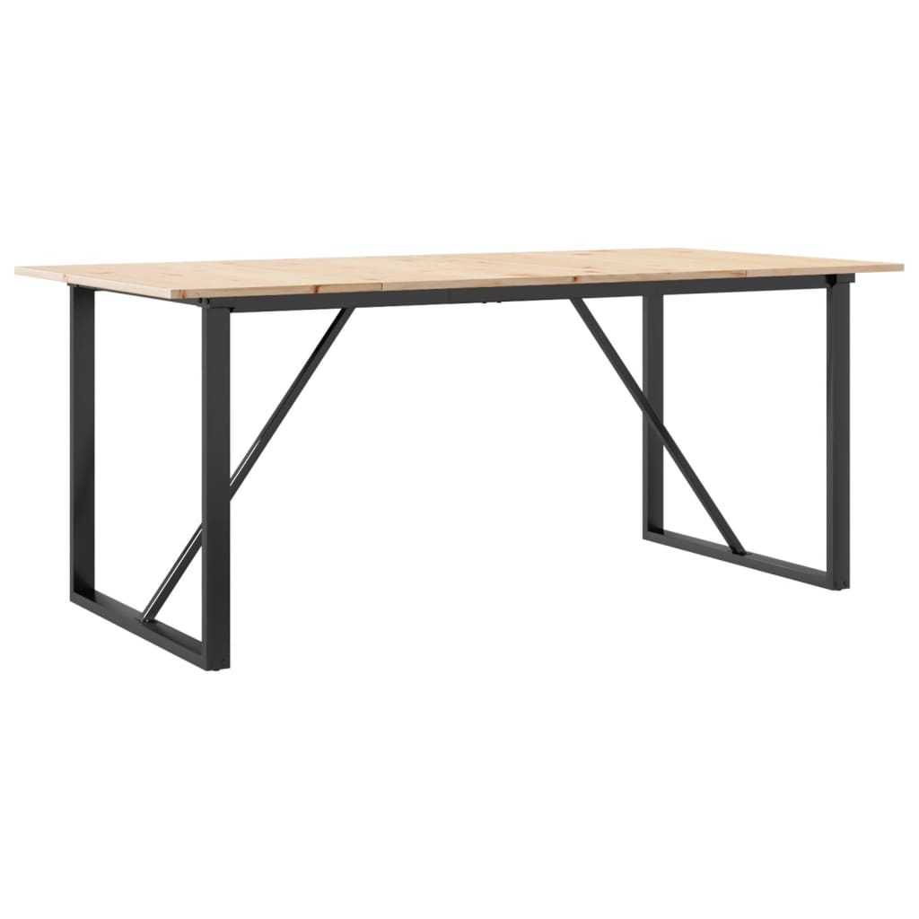 spisebord 180x90x75 cm O-stel massivt fyrretræ og stål