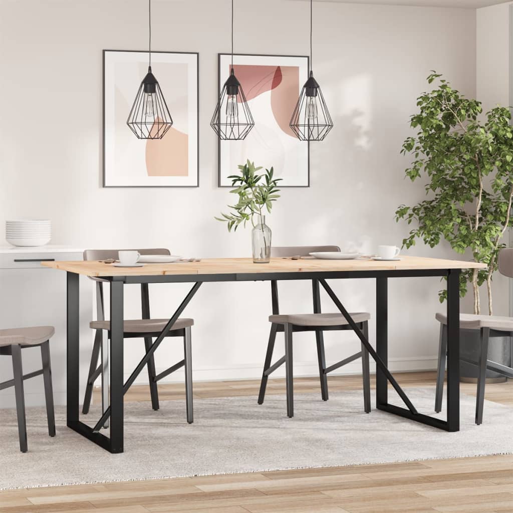 spisebord 180x90x75 cm O-stel massivt fyrretræ og stål