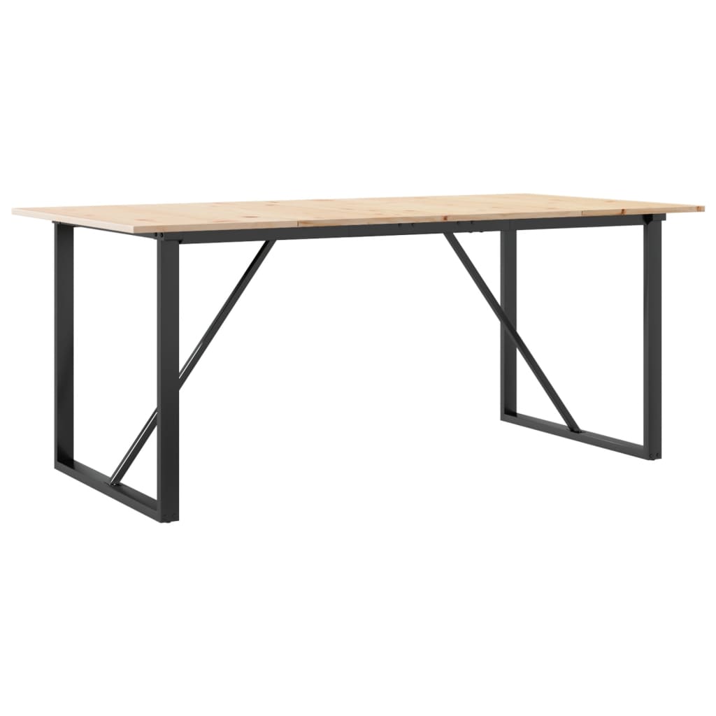 spisebord 180x90x75 cm O-stel massivt fyrretræ og stål
