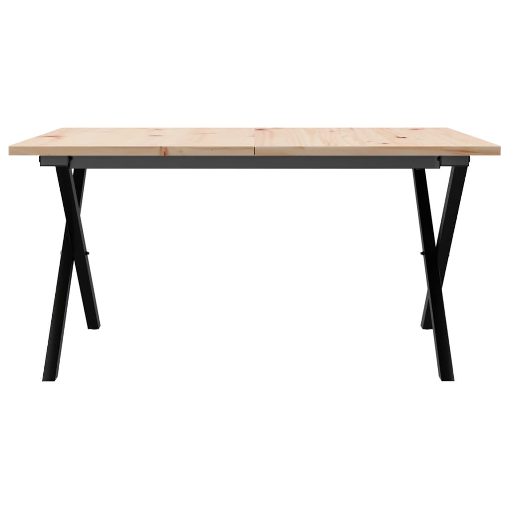 sofabord 90x90x45 cm X-stel massivt fyrretræ og stål