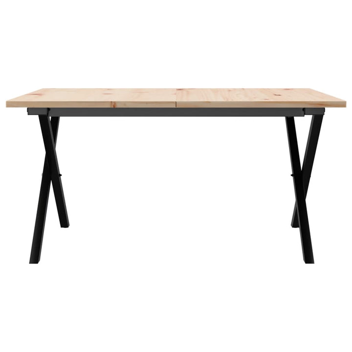 sofabord 90x90x45 cm X-stel massivt fyrretræ og stål