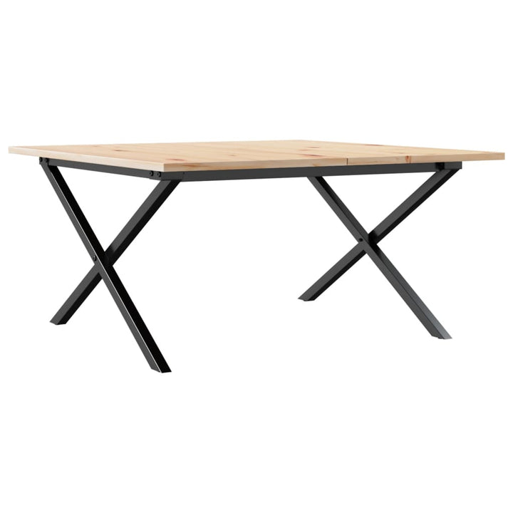 sofabord 90x90x45 cm X-stel massivt fyrretræ og stål