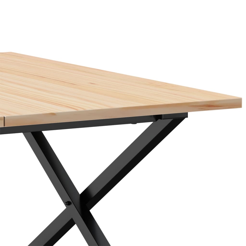 sofabord 90x90x45 cm X-stel massivt fyrretræ og stål