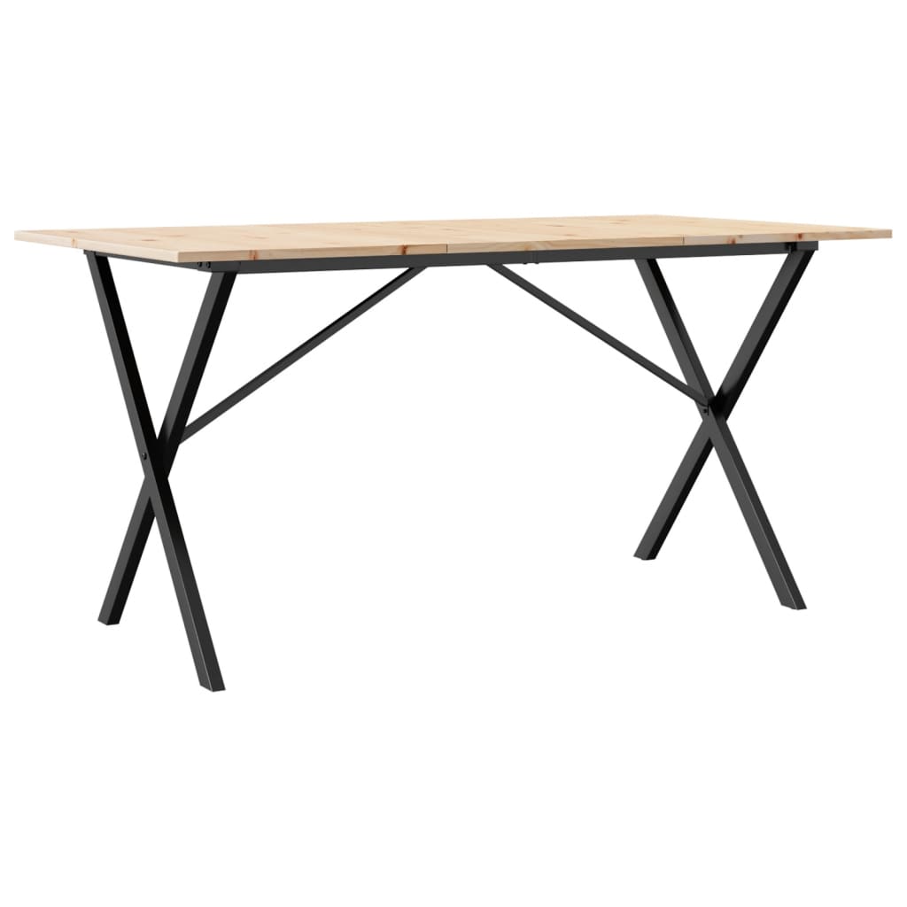 spisebord 140x80x75 cm X-stel massivt fyrretræ og stål