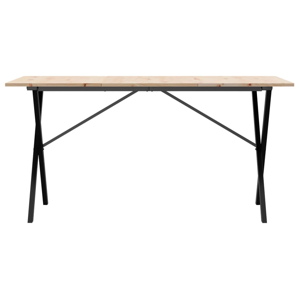 spisebord 140x80x75 cm X-stel massivt fyrretræ og stål