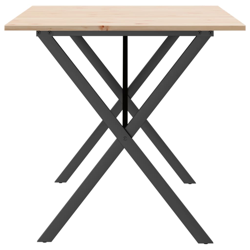 spisebord 140x80x75 cm X-stel massivt fyrretræ og stål