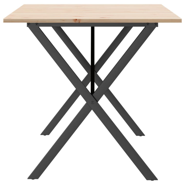spisebord 140x80x75 cm X-stel massivt fyrretræ og stål