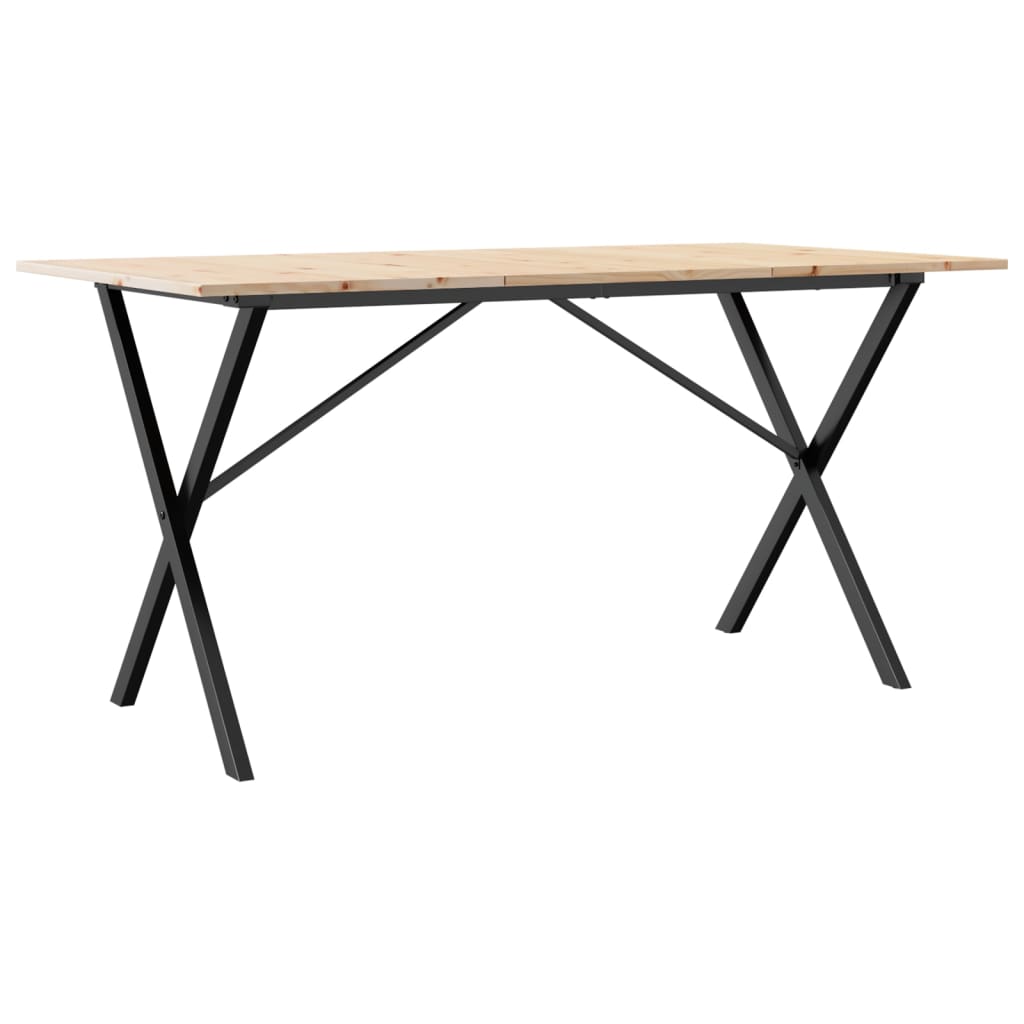 spisebord 140x80x75 cm X-stel massivt fyrretræ og stål