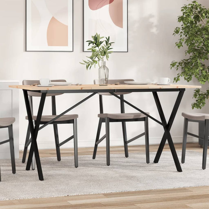 spisebord 140x80x75 cm X-stel massivt fyrretræ og stål