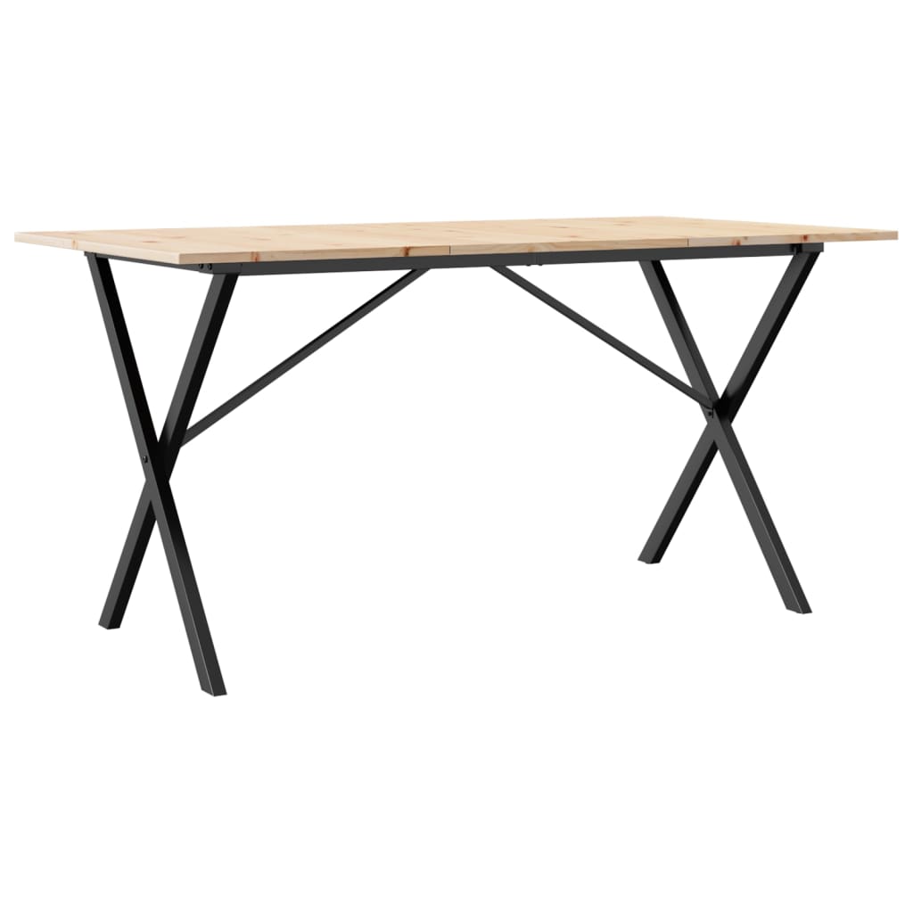 spisebord 160x80x75 cm X-stel massivt fyrretræ og stål