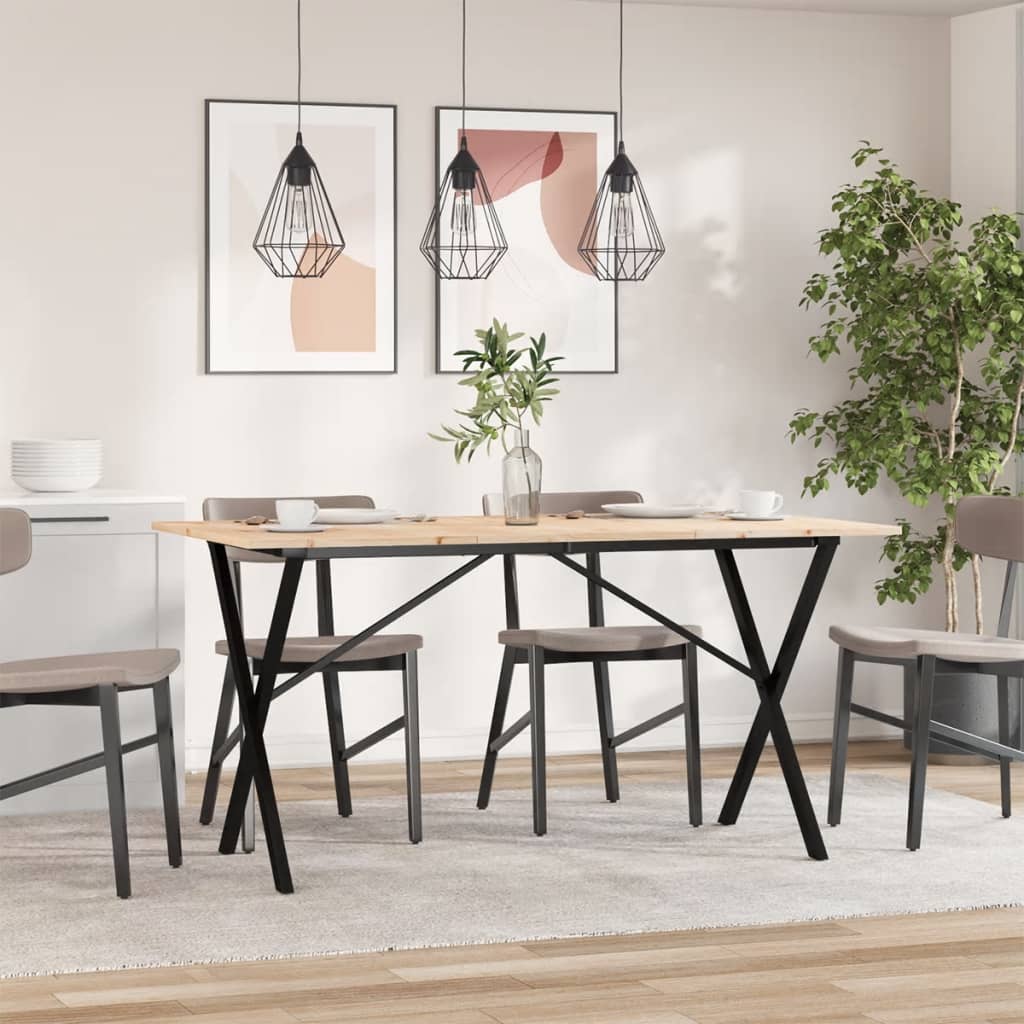 spisebord 160x80x75 cm X-stel massivt fyrretræ og stål