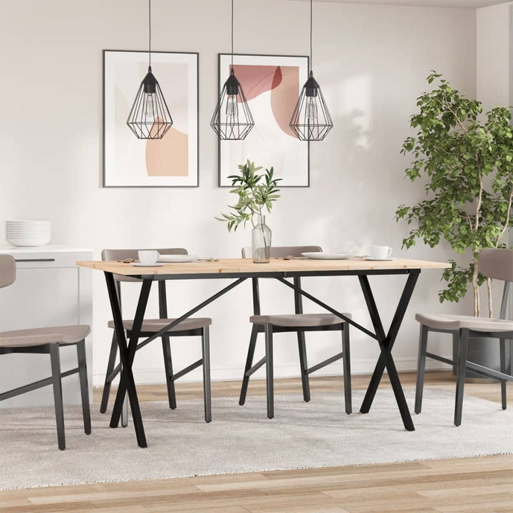 spisebord 160x80x75 cm X-stel massivt fyrretræ og stål