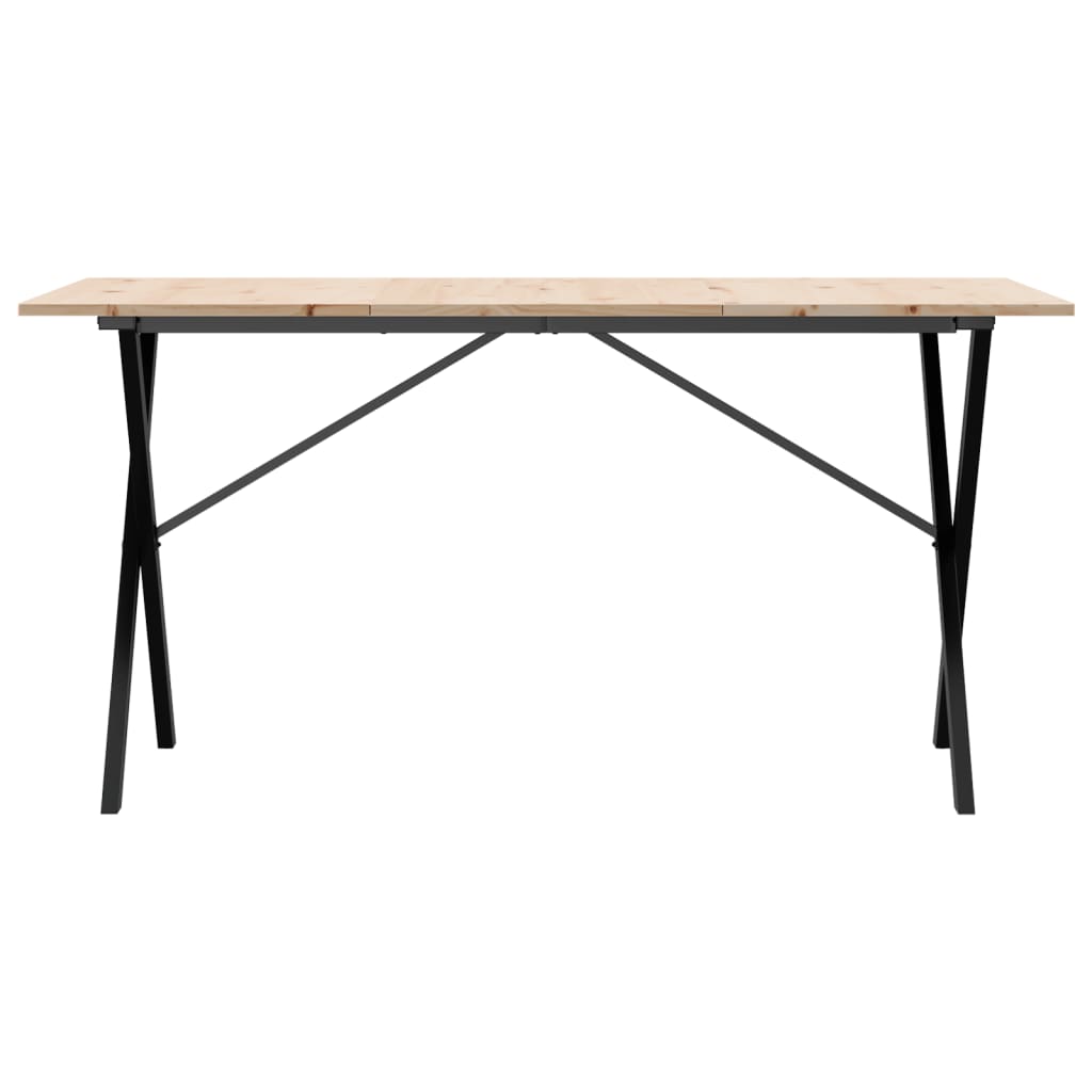 spisebord 160x80x75 cm X-stel massivt fyrretræ og stål
